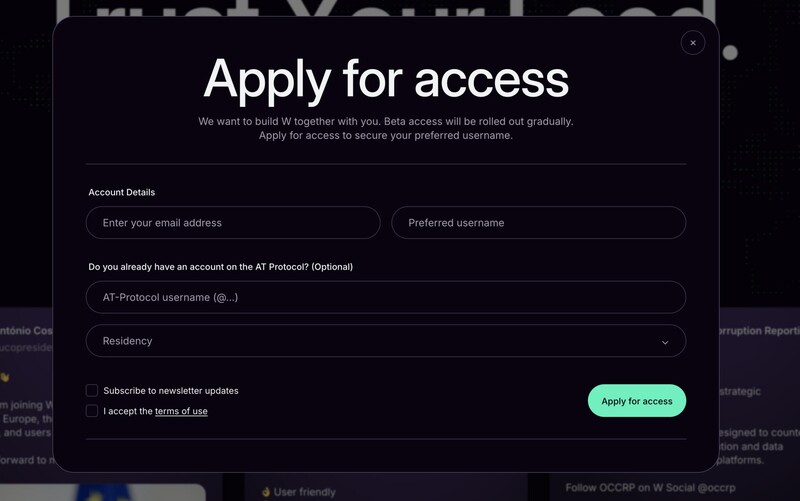 Access Form for W Social