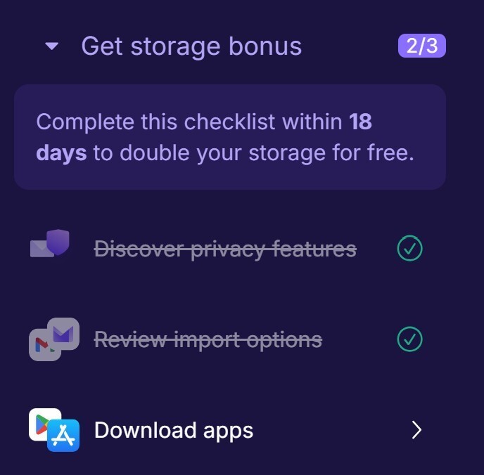 Proton Mail Get Storage